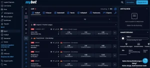 Frühere Live-Ansicht von Mybet mit Spielstand und statistischer Spielübersicht